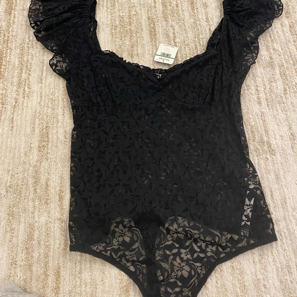 Free people Black Lace Bodysuit